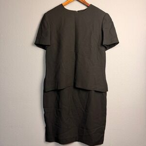 Talbots Black Short Sleeve Sheath Dress Size‎ 12 Knee Length Grannycore Church